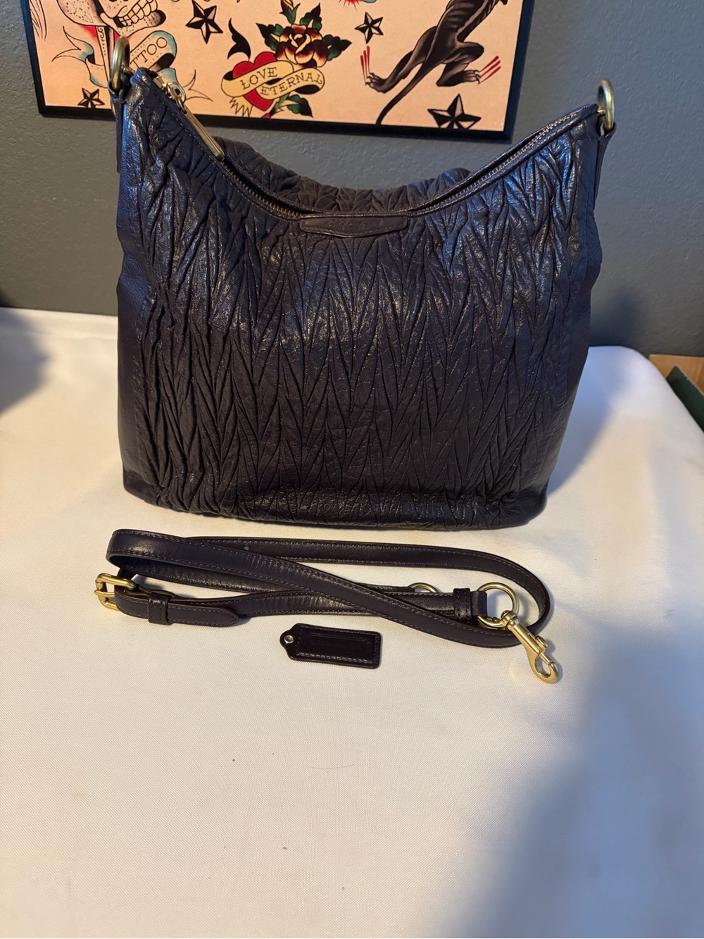 Coach Madison Gathered Leather Convertible Hobo in Deep Plum 29167